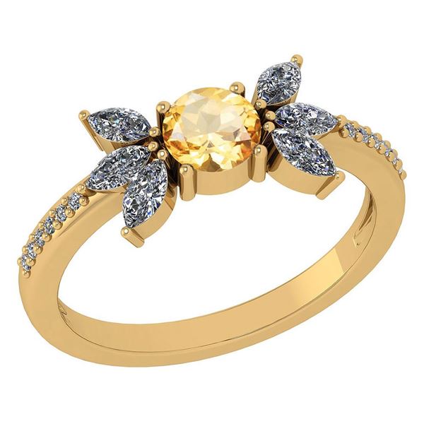 Certified 1.11 Ctw Citrine And Diamond 14k Yellow Gold
