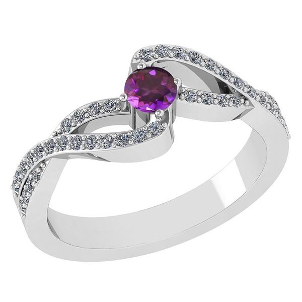 Certified 0.61 CTW Amethyst And Diamond 14k White Gold