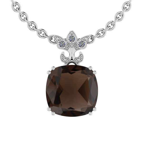 Certified 2.53 Ctw Smoky Quartz And Diamond SI1/SI2 14K