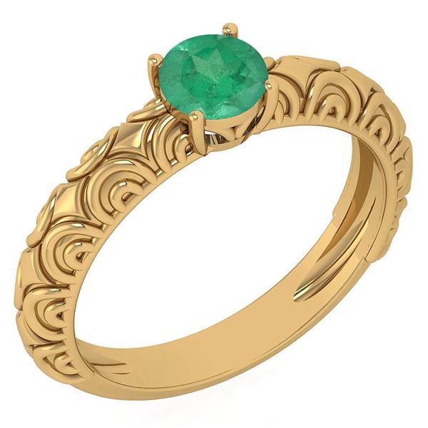 Certified 0.45 Ctw Emerald Solitaire Ring with Filigree