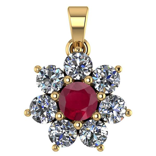 Certified 0.93 Ctw Ruby And Diamond 18K Yellow Gold Hal
