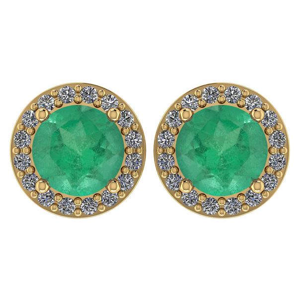 Certified 1.6 Ctw Emerald And Diamond 14k Yellow Gold H