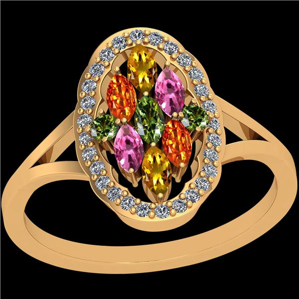 Certified 0.91 Ctw Multi Pink,Green,Orange ,Yellow Sapp