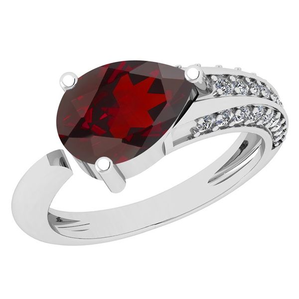Certified 1.54 Ctw Garnet And Diamond VS/SI1 Ring 14k W