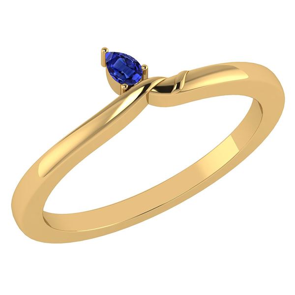 Certified 0.23 Ctw Genuine Blue Sapphire 14K Yellow Gol