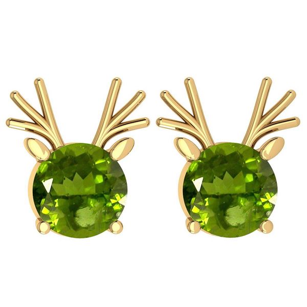 Certified 12.00 Ctw Peridot Stud Earrings 14K Gold Yell