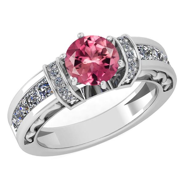 Certified 2.15 Ctw Pink Tourmaline And Diamond 14K Whit