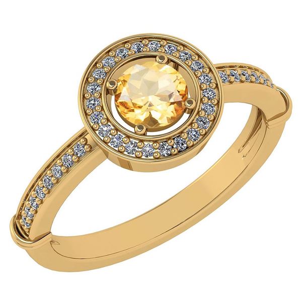 Certified 0.94 Ctw Citrine And Diamond 14k Yellow Gold