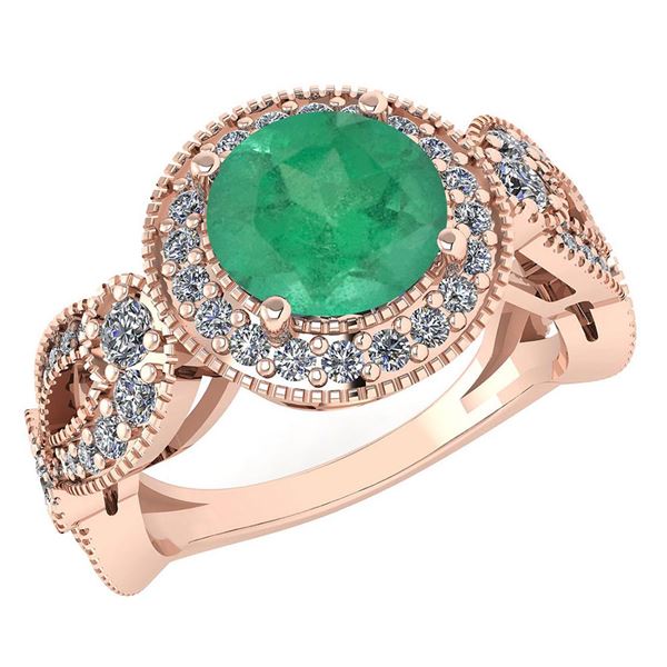 Certified 1.90 Ctw Emerald And Diamond Wedding/Engageme