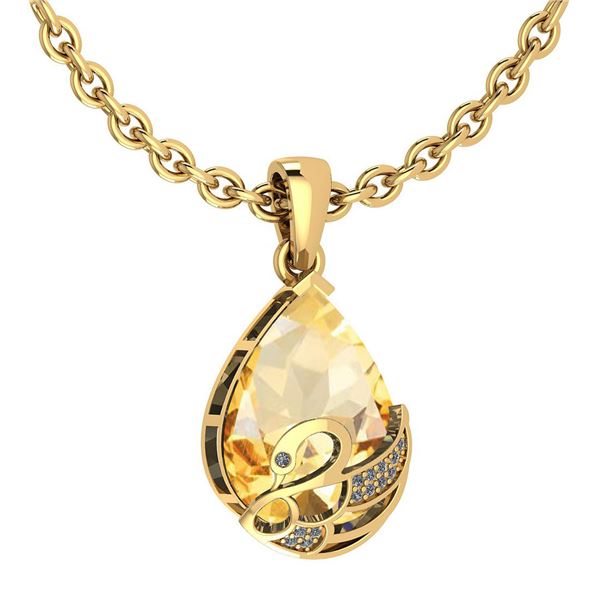 Certified 7.40 Ctw Citrine And Diamond VS/SI1 Necklace