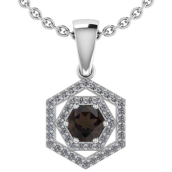Certified 0.69 Ctw Smoky Quarzt And Diamond Platinum Ha