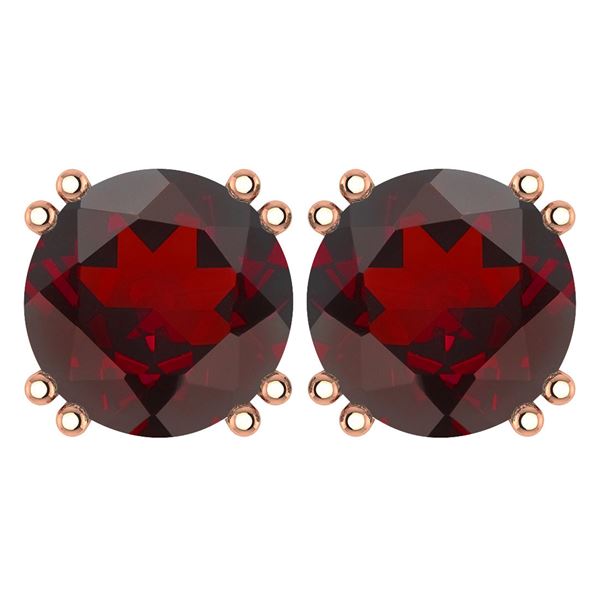 Certified 6.00 Ctw Genuine Garnet 14K Rose Gold Stud Ea
