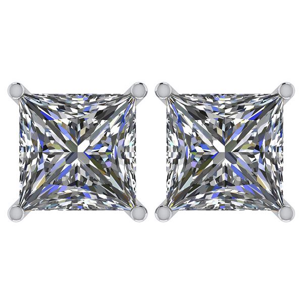 Certified 2.50 Ctw Diamond 14K White Gold Stud Earring