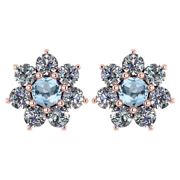 Certified 1.86 Ctw Aquamarine And Diamond 18K Rose Gold