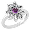 Image 1 : Certified 0.32 Ctw Amethyst And Diamond 14k White Gold