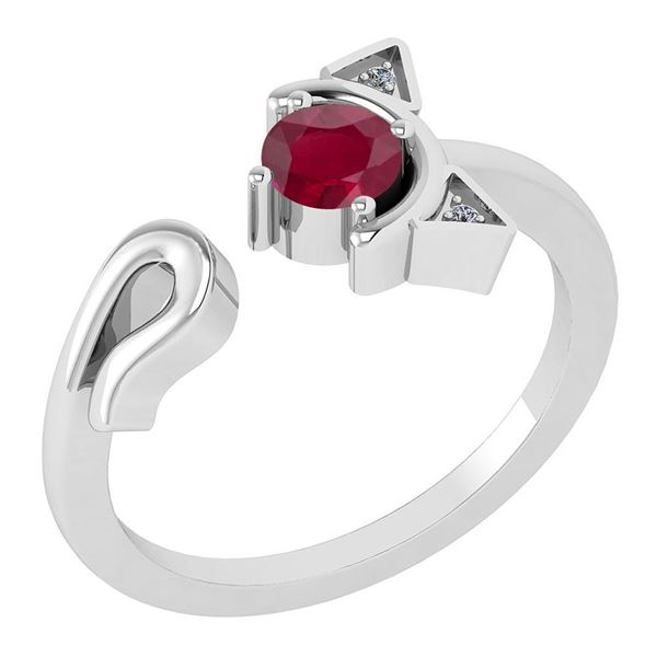 Certified 0.37 Ctw Ruby And Diamond Cat Style Ring 14K