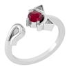 Image 1 : Certified 0.37 Ctw Ruby And Diamond Cat Style Ring 14K
