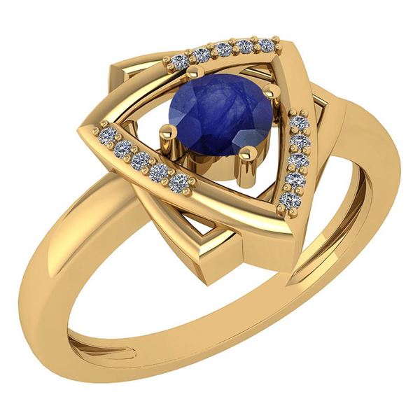 Certified 0.29 Ctw Blue Sapphire And Diamond VS/SI1 Hal