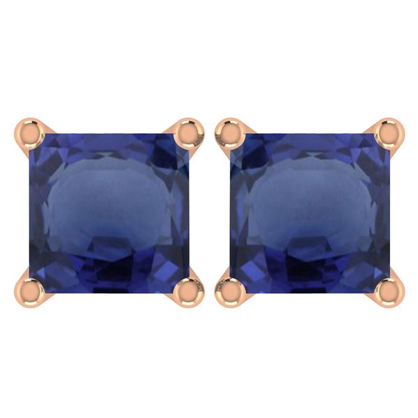 Certified 6.00Ctw Genuine Blue Sapphire 14K Rose Gold S