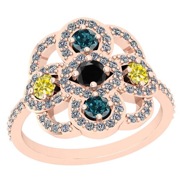 Certified 1.73 Ctw I2/I3 Multi Treated Fancy Blue,Black