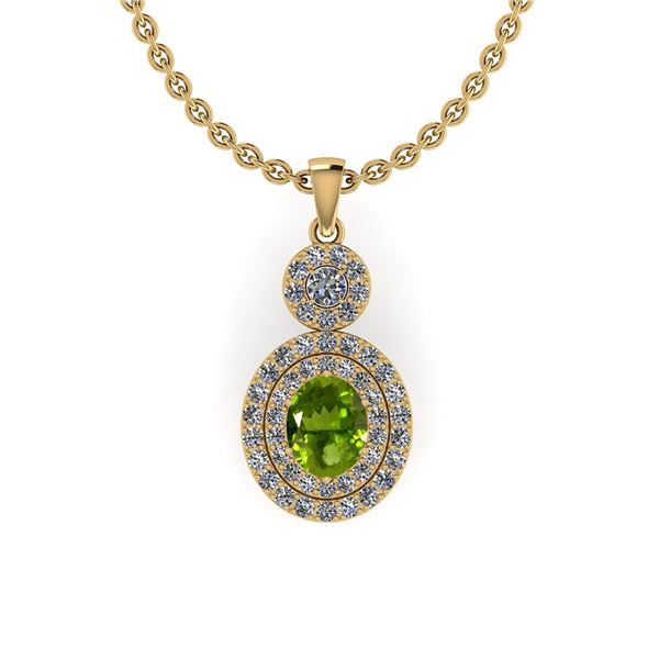 Certified 2.40 Ctw I2/I3 Peridot And Diamond 14K Yellow