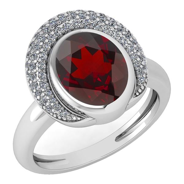 Certified 2.82 Ctw Garnet And Diamond VS/SI1 Halo Ring