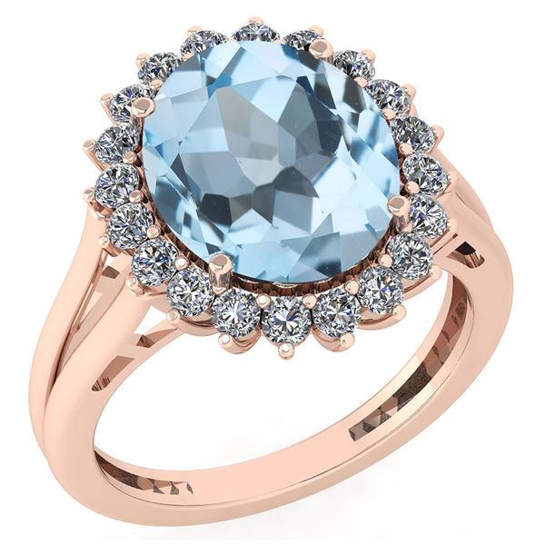 Certified 5.65 Ctw Blue Topaz And Diamond VS/SI1 Halo R