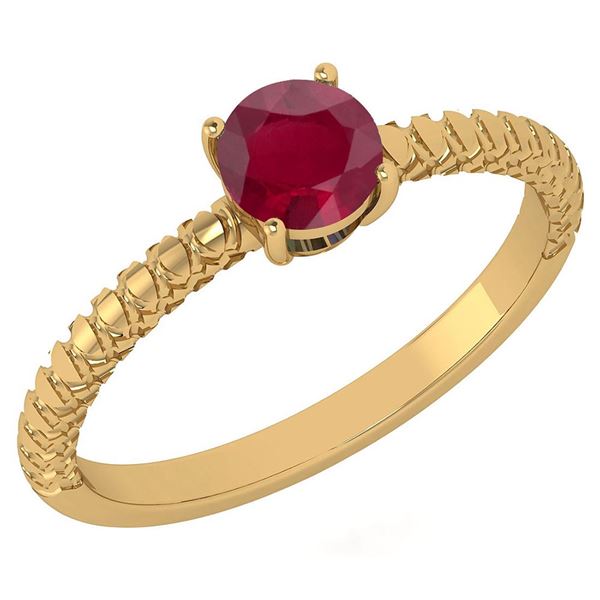 Certified 0.45 Ctw Ruby Solitaire Ring with Filigree St