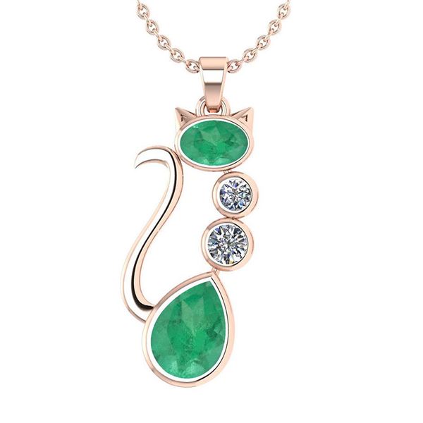 Certified 2.67 Ctw Emerald And Diamond 14K Rose Gold Ha