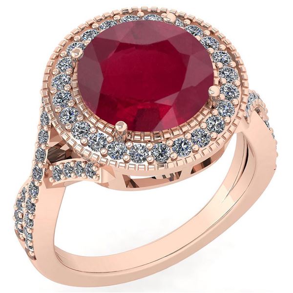Certified 4.13 Ctw Ruby And Diamond VS/SI1 Engagement H