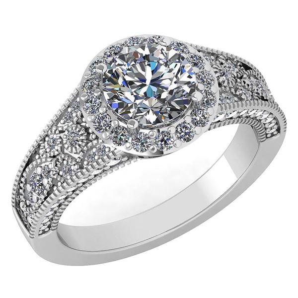 Certified 1.89 Ctw Diamond Halo Ring For Engagement/Wed