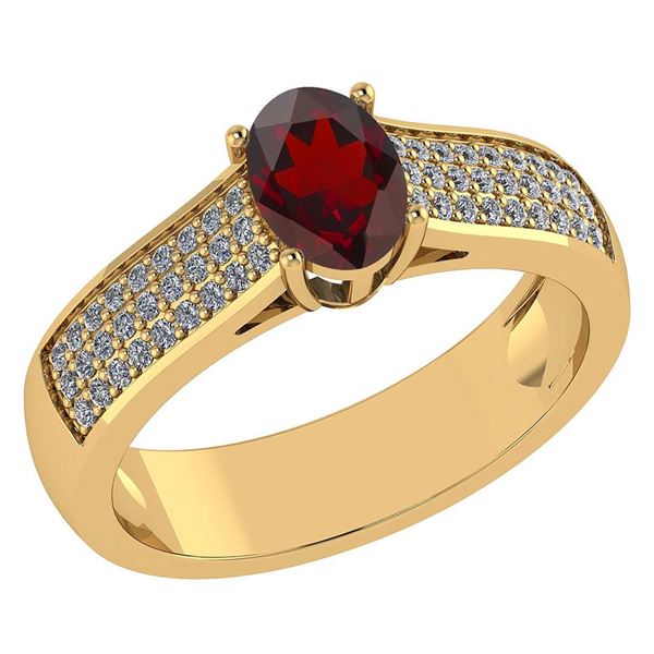 Certified 1.2Ctw Garnet And Diamond 14k Yellow Gold Hal