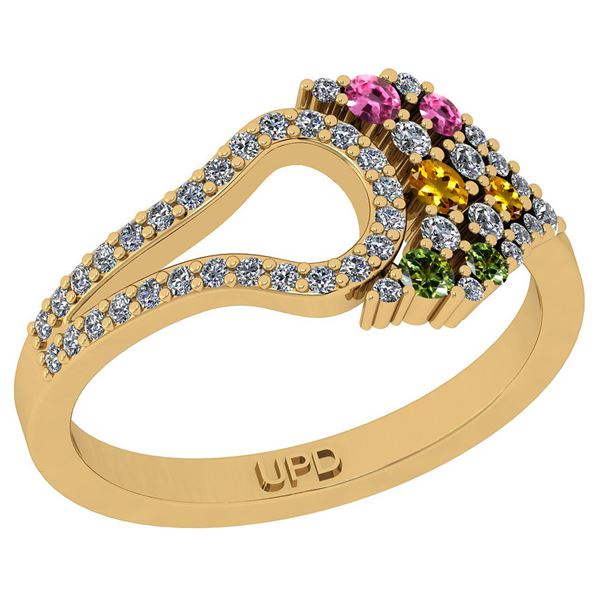 Certified 0.53 Ctw I2/I3 Multi Stone And Diamond 14K Ye