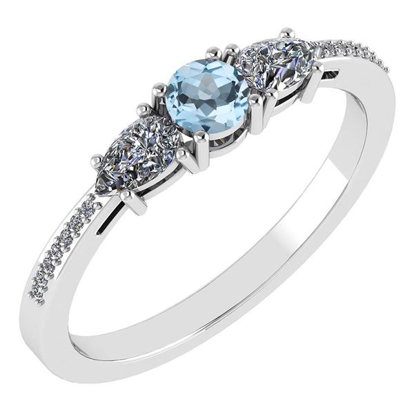 Certified 0.77 Ctw Aquamarine And Diamond Platinum Halo