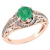Image 1 : Certified 1.43 Ctw Emerlad And Diamond 14K Rose Gold Ha