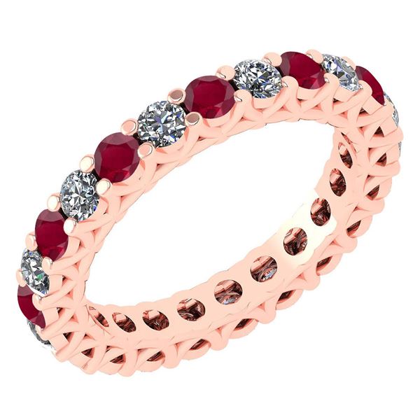 Certified 1.61 Ctw Ruby And Diamond 14k Rose Gold Halo