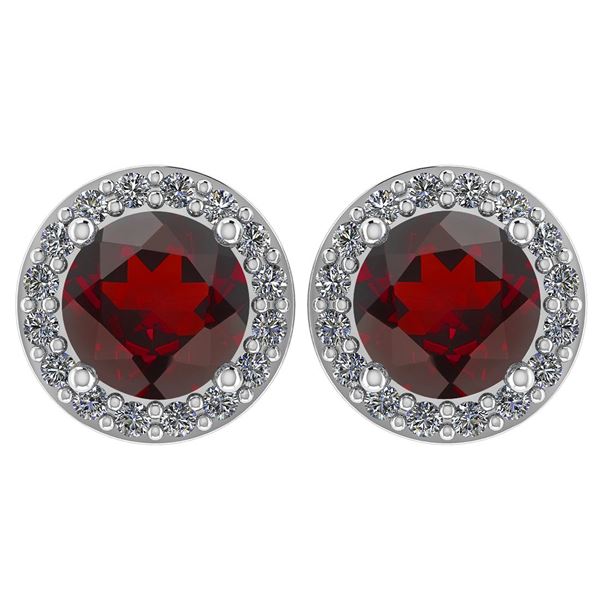 Certified 1.6 Ctw Garnet And Diamond 14k White Gold Hal
