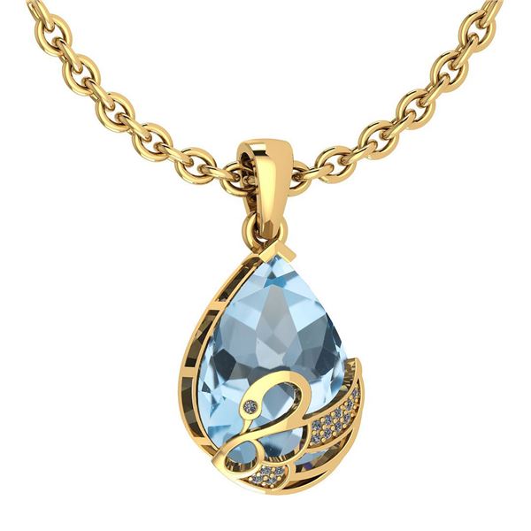 Certified 7.40 Ctw Blue Topaz And Diamond VS/SI1 Neckla