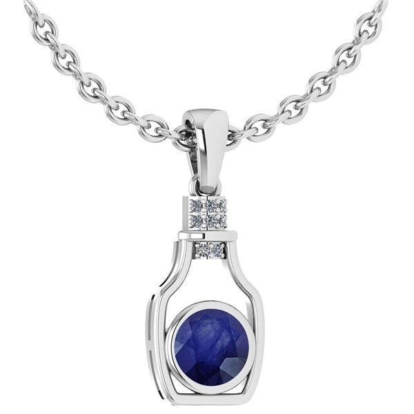 Certified 1.36 Ctw Blue Sapphire And Diamond bottle Nec