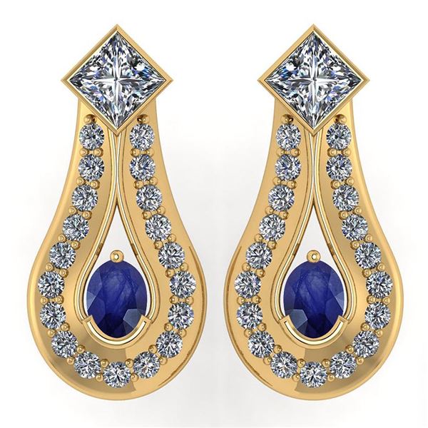 Certified 1.23 Ctw Blue Sapphire Diamond Wedding/Engage