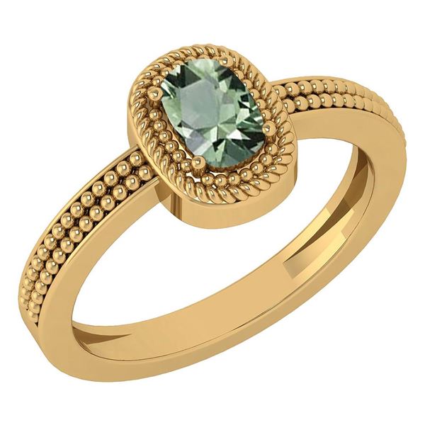Certified 1.50 Ctw Green Amethyst 14K Yellow Gold Solit