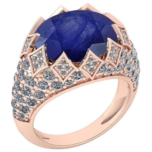 Certified 7.81 Ctw Blue Sapphire And Diamond VS/SI1 Eng