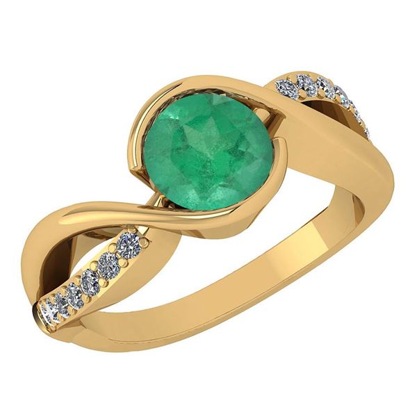 Certified 1.44 Ctw Emerlad And Diamond 14k Yellow Gold