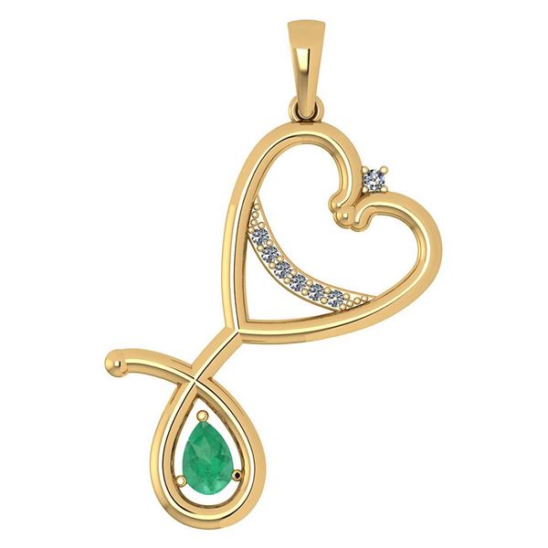 Certified 0.60 Ctw Emerald And Diamond Pendant For wome