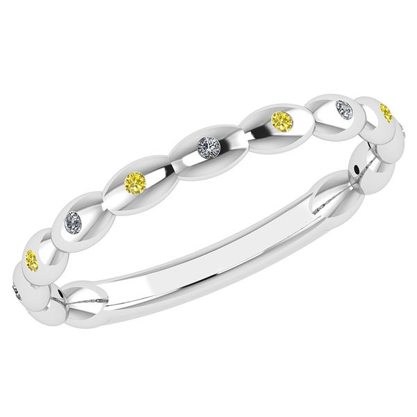 Certified 0.05 Ctw Fancy Yellow Diamond 18k White Gold