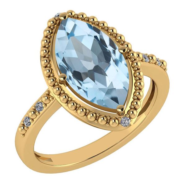 Certified 1.58 Ctw Blue Topaz And Diamond VS/SI1 Ring 1