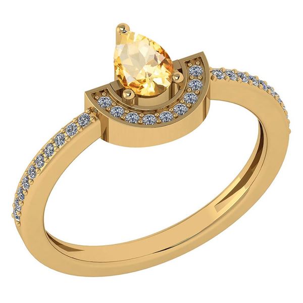 Certified 0.64 Ctw Citrine And Diamond 18k Yellow Gold
