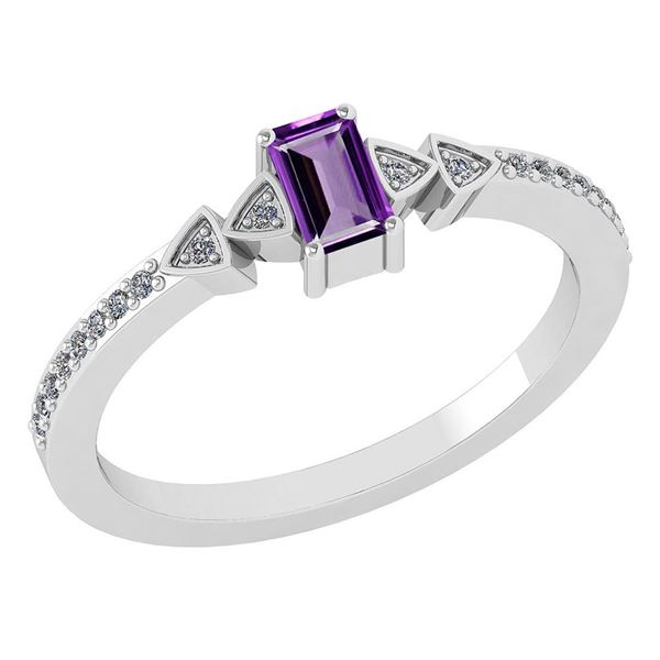 Certified 0.39Ctw Amethyst And Diamond 14k White Gold H