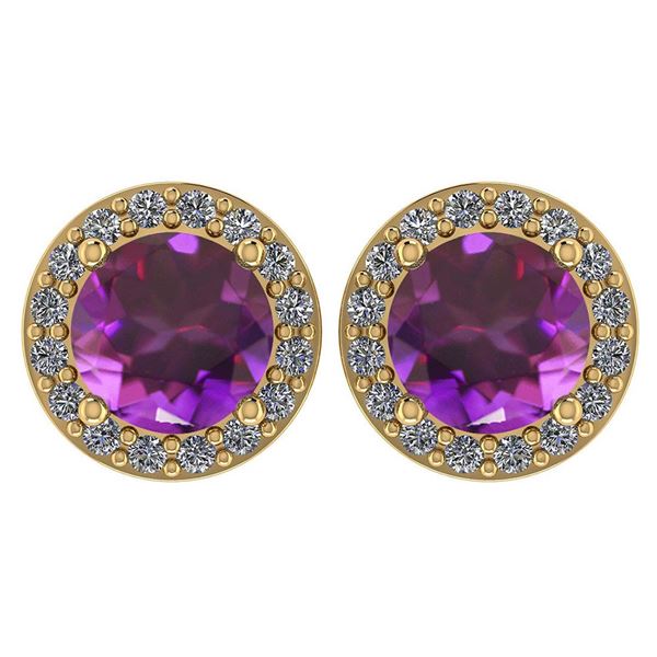 Certified 1.06 Ctw Amethyst And Diamond 18K Yellow Gold