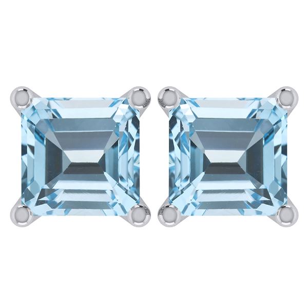 Certified 6.00Ctw Genuine Blue Topaz 14K White Gold Stu